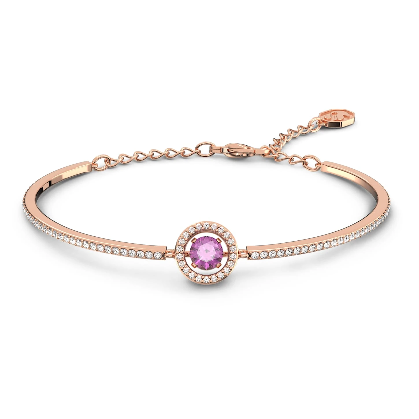 Swarovski Sparkling Dance Bangle Round Cut, Purple, Rose Gold-tone Plated 1 Swarovski Sparkling Dance Bangle Round Cut, Purple, Rose Gold-tone Plated