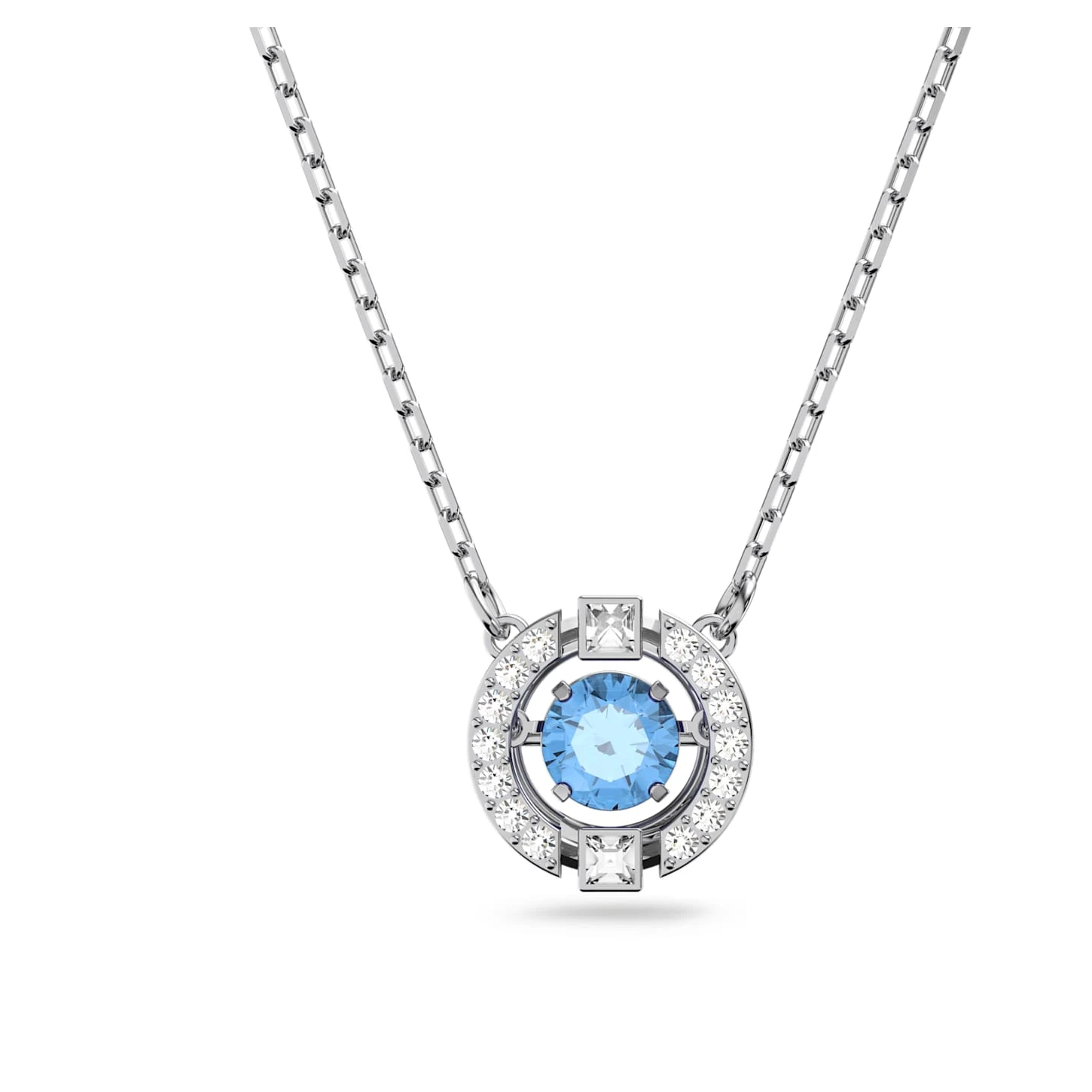 Swarovski Sparkling Dance Necklace Round Cut, Blue, Rhodium Plated 2 Swarovski Sparkling Dance Necklace Round Cut, Blue, Rhodium Plated - Image 2