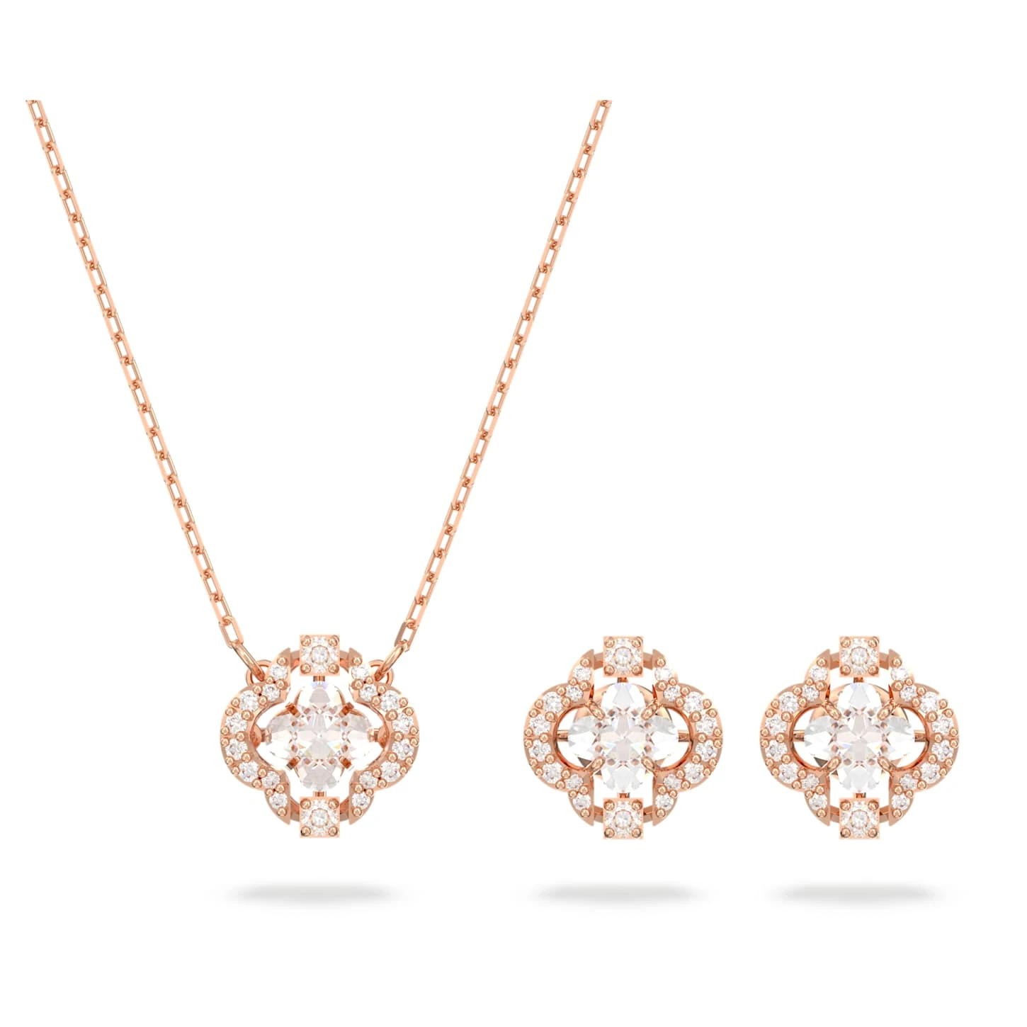 Swarovski Sparkling Dance Set Mixed Cuts, Clover, White, Rose Gold-tone Plated 2 Swarovski Sparkling Dance Set Mixed Cuts, Clover, White, Rose Gold-tone Plated - Image 2