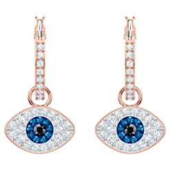 Swarovski Symbolic Hoop Earrings Evil Eye, Blue, Rose Gold-tone Plated -Fashion Accessories Store swarovski symbolic hoop earrings evil eye blue rose gold tone plated swarovski 5425857 2