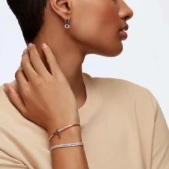 Swarovski Symbolic Hoop Earrings Evil Eye, Blue, Rose Gold-tone Plated -Fashion Accessories Store swarovski symbolic hoop earrings evil eye blue rose gold tone plated swarovski 5425857 4