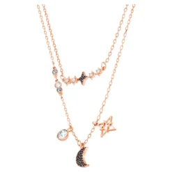 Swarovski Symbolic Necklace Set (2), Moon And Star, Black, Rose Gold-tone Plated -Fashion Accessories Store swarovski symbolic necklace set 28229 moon and star black rose gold tone plated swarovski 5273290 4