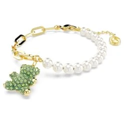 Swarovski Teddy Bracelet Bear, Green, Gold-tone Plated -Fashion Accessories Store teddy bracelet bear green gold tone plated swarovski 5669167 2