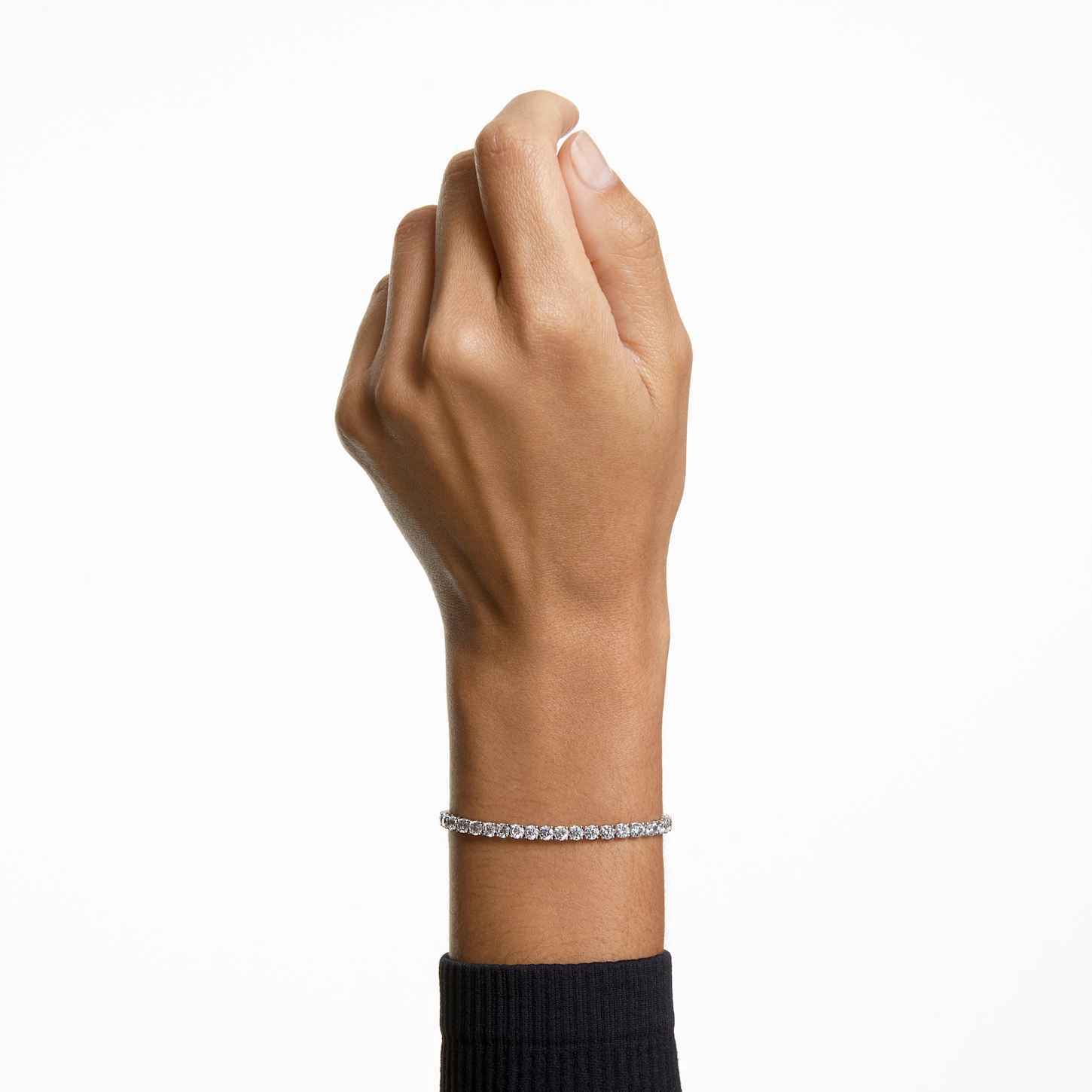 Swarovski Tennis Deluxe Bracelet Round Cut, White, Rhodium Plated 1 Swarovski Tennis Deluxe Bracelet Round Cut, White, Rhodium Plated