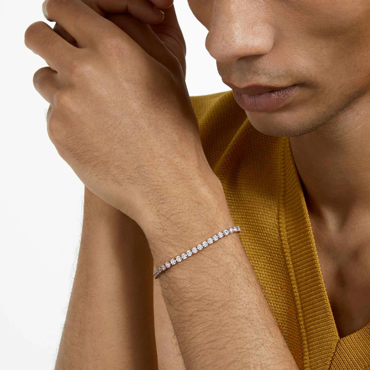 Swarovski Tennis Deluxe Bracelet Round Cut, White, Rose Gold-tone Plated 1 Swarovski Tennis Deluxe Bracelet Round Cut, White, Rose Gold-tone Plated