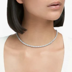 Swarovski Tennis Deluxe Necklace Round Cut, White, Rhodium Plated -Fashion Accessories Store tennis deluxe necklace round cut white rhodium plated swarovski 5494605 4
