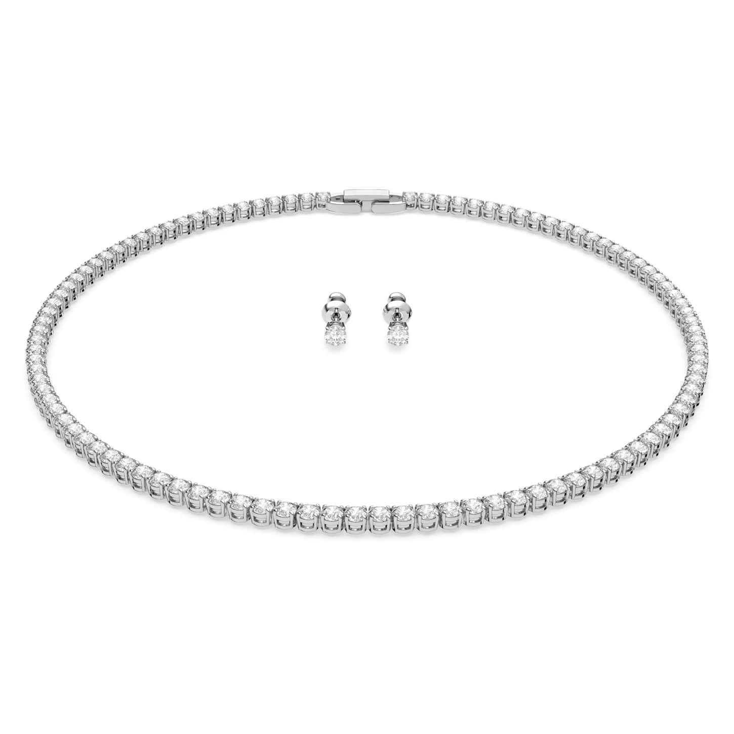 Swarovski Tennis Deluxe Set Round Cut, White, Rhodium Plated 2 Swarovski Tennis Deluxe Set Round Cut, White, Rhodium Plated - Image 2