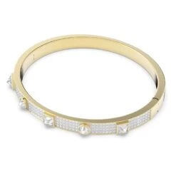Swarovski Thrilling Bangle Mixed Cuts, Pavé, White, Gold-tone Plated -Fashion Accessories Store thrilling bangle mixed cuts pavC3A9 white gold tone plated swarovski 5561686 2