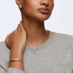 Swarovski Twist Bangle White, Rhodium Plated 8 Swarovski Twist Bangle White, Rhodium Plated -Fashion Accessories Store twist bangle white rhodium plated swarovski 5565210 3