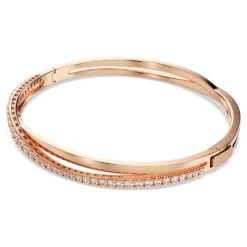 Swarovski Twist Bracelet White, Rose Gold-tone Plated -Fashion Accessories Store twist bracelet white rose gold tone plated swarovski 5620552 5