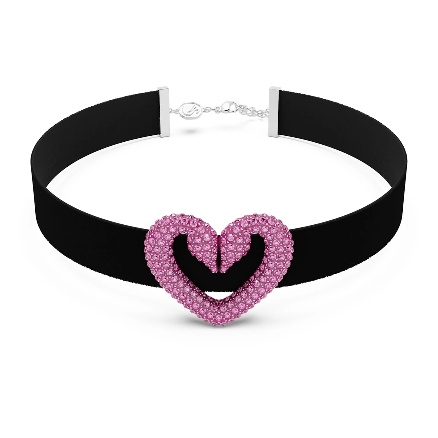 Swarovski Una Choker Heart, Pink, Rhodium Plated 2 Swarovski Una Choker Heart, Pink, Rhodium Plated - Image 2