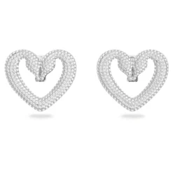 Swarovski Una Clip Earrings Heart, Large, White, Rhodium Plated -Fashion Accessories Store una clip earrings heart large white rhodium plated swarovski 5626172 4