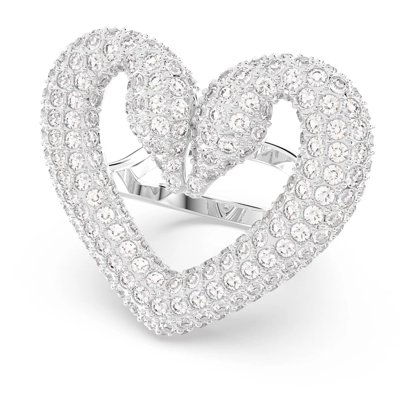 Swarovski Una Cocktail Ring Heart, Large, White, Rhodium Plated 2 Swarovski Una Cocktail Ring Heart, Large, White, Rhodium Plated - Image 2