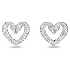 Swarovski Una Stud Earrings Heart, Medium, White, Rhodium Plated -Fashion Accessories Store una stud earrings heart medium white rhodium plated swarovski 5625535 4