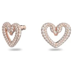 Swarovski Una Stud Earrings Pavé, Heart, Medium, White, Rose Gold-tone Plated -Fashion Accessories Store una stud earrings pavC3A9 heart medium white rose gold tone plated swarovski 5628659 2