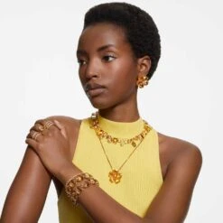 Swarovski Vittore Ring Round Cut, White, Gold-tone Plated