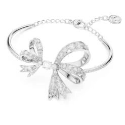 Swarovski Volta Bangle Bow, White, Rhodium Plated -Fashion Accessories Store volta bangle bow white rhodium plated swarovski 5647563 2