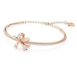 Swarovski Volta Bangle Bow, White, Rose Gold-tone Plated -Fashion Accessories Store volta bangle bow white rose gold tone plated swarovski 5647565 2