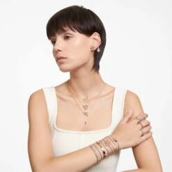 Swarovski Volta Bangle Bow, White, Rose Gold-tone Plated -Fashion Accessories Store volta bangle bow white rose gold tone plated swarovski 5647565 5