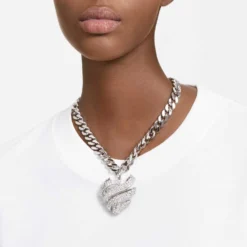 Swarovski Volta Choker Heart, White, Rhodium Plated