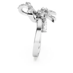 Swarovski Volta Cocktail Ring Bow, Small, White, Rhodium Plated -Fashion Accessories Store volta cocktail ring bow small white rhodium plated swarovski 5647560 3
