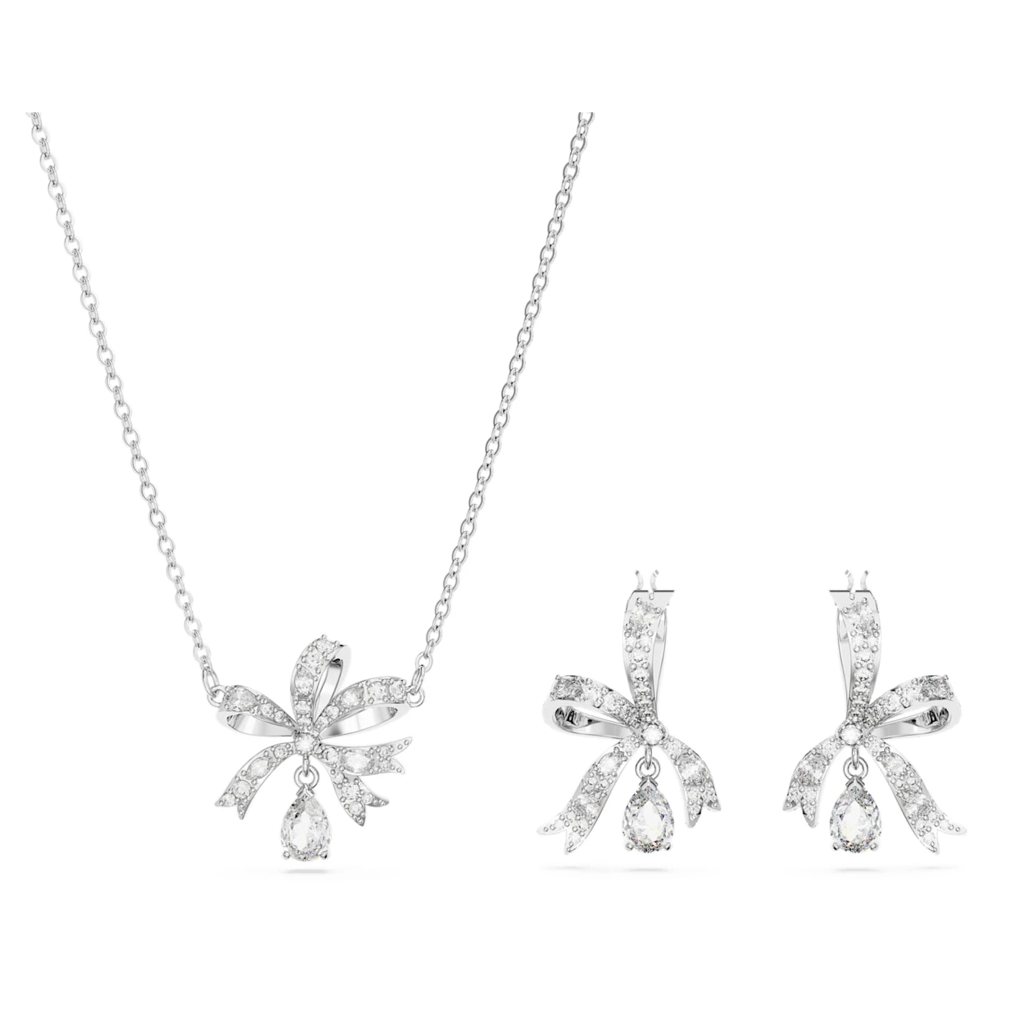Swarovski Volta Set Bow, White, Rhodium Plated 2 Swarovski Volta Set Bow, White, Rhodium Plated - Image 2