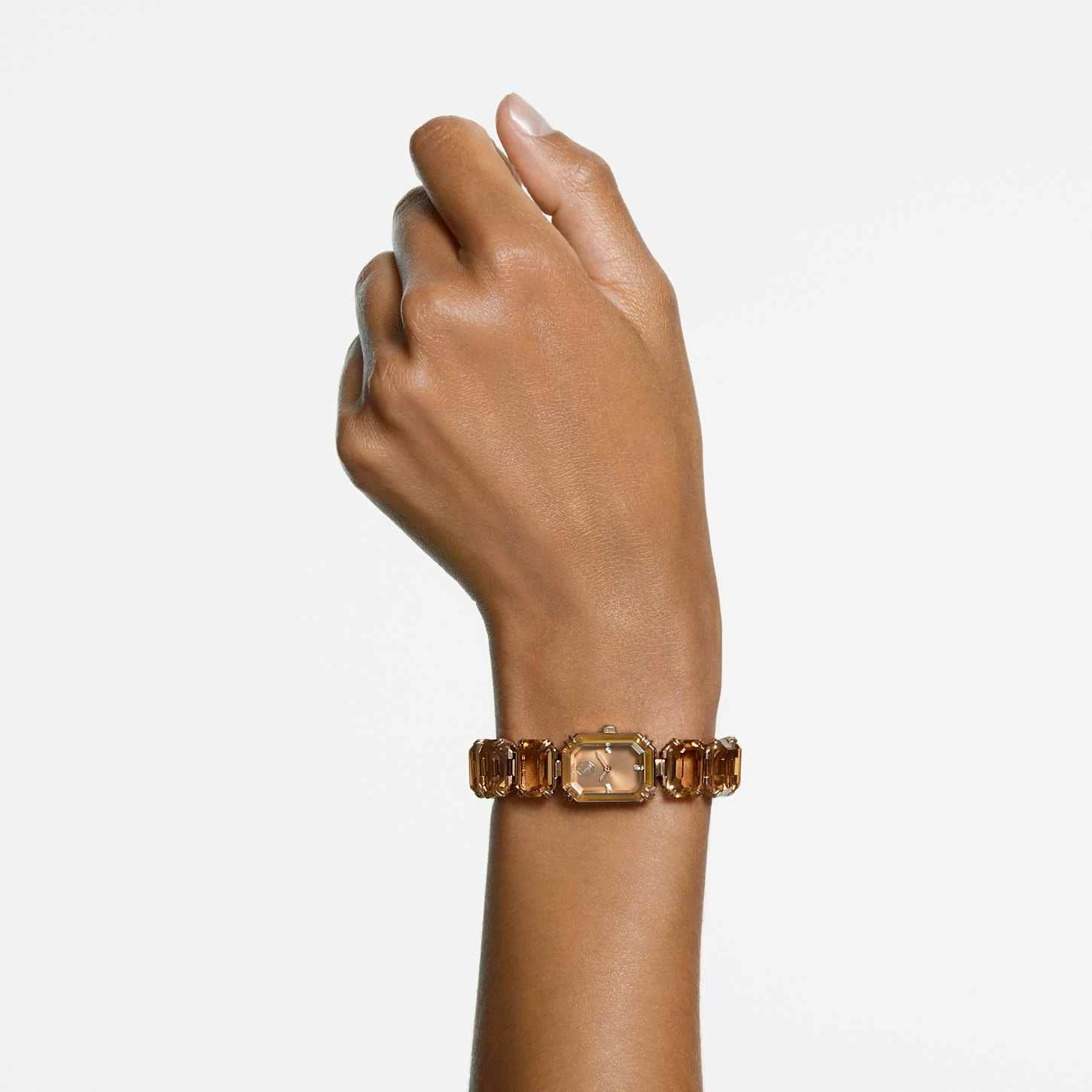 Swarovski Watch Octagon Cut Bracelet, Brown, Champagne Gold-tone Finish 1 Swarovski Watch Octagon Cut Bracelet, Brown, Champagne Gold-tone Finish