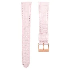 Swarovski Watch Strap 17 Mm (0.67") Width, Leather With Stitching, Pink, Rose Gold-tone Finish
