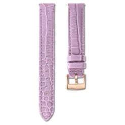 Swarovski Watch Strap 17 Mm (0.67") Width, Leather With Stitching, Purple, Rose Gold-tone Finish